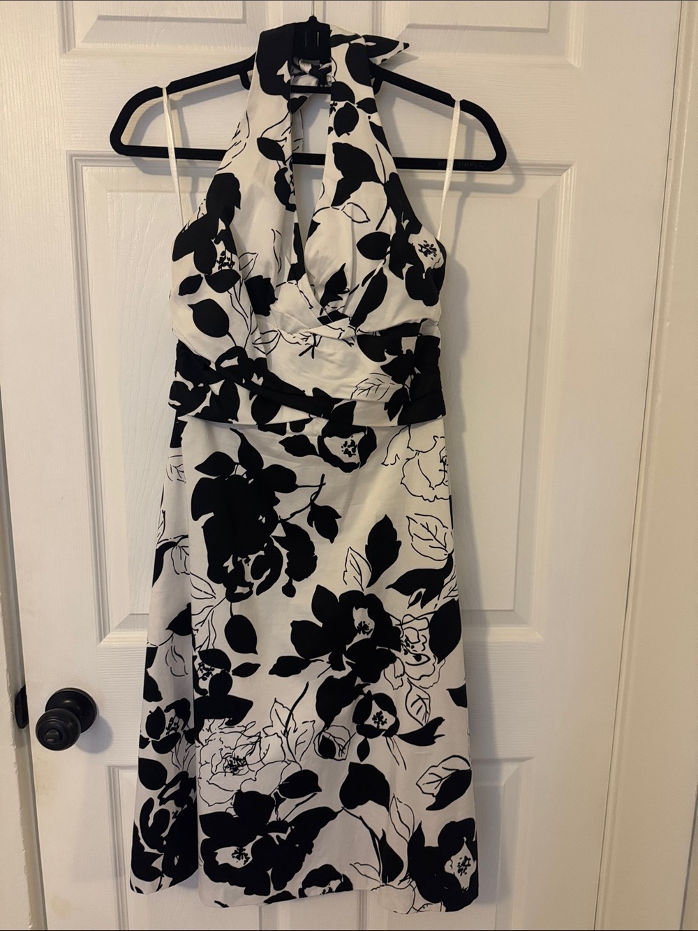 Black & White Floral Halter Dress